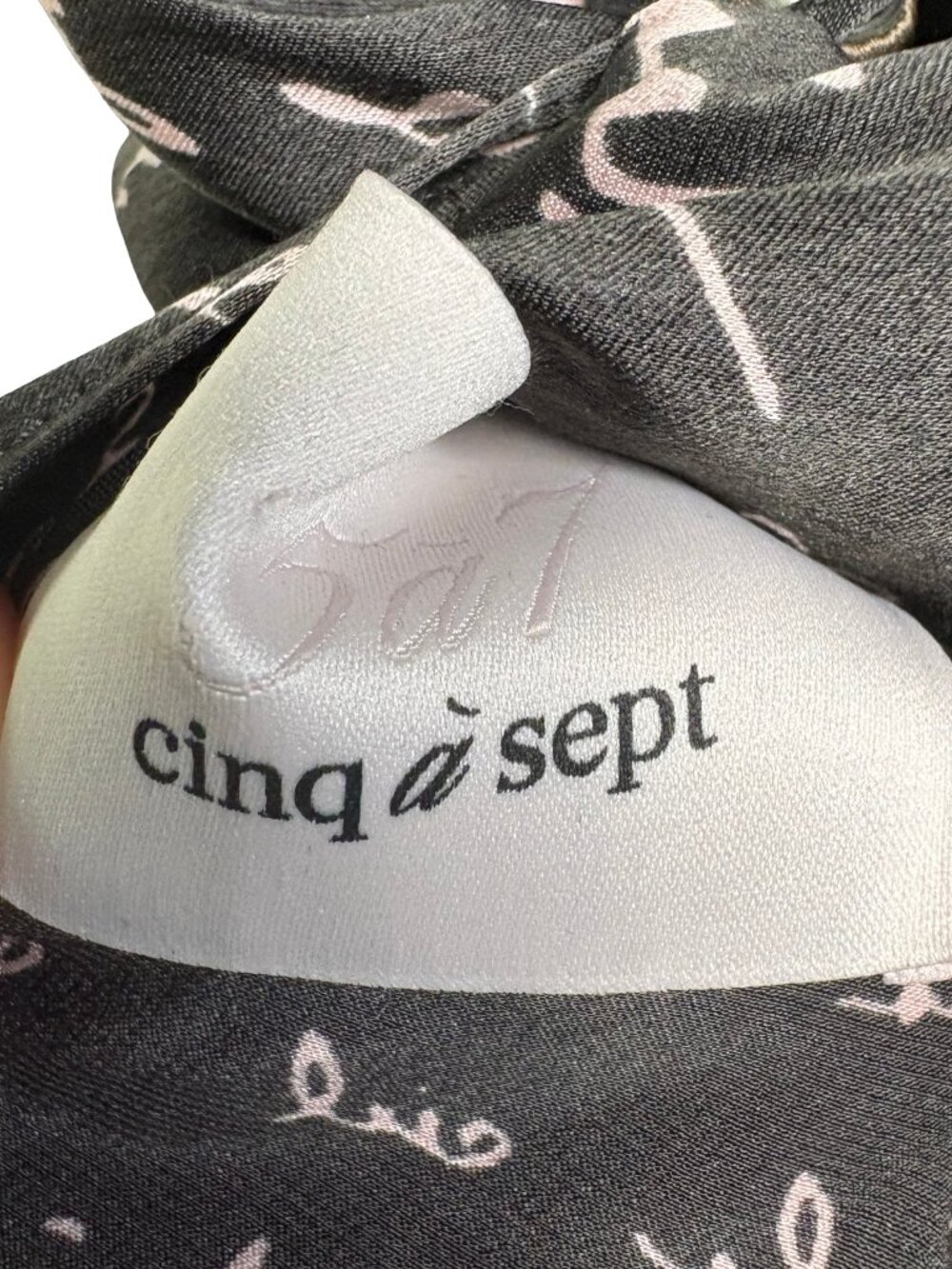 Cinq à Sept Love Note Script Print Ruffle Mock Neck Mini Dress Black Pink - Picture 6 of 11
